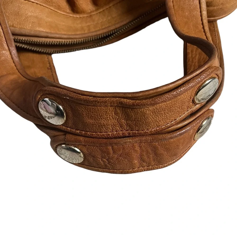 Everyday Cognac Leather Satchel Handbag - Women
